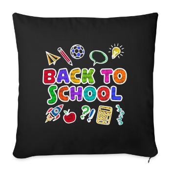 Retour école rentrée scolaire Début de l’école - Housse de coussin décorative 45 x 45 cm - noir - Devant
