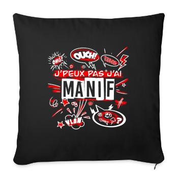 J'peux pas j'ai manif - Housse de coussin décorative 45 x 45 cm - noir - Devant