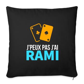Jeu de cartes Le Rami - Housse de coussin décorative 45 x 45 cm - noir - Devant