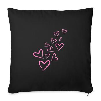 Herzchen Herz Muster Rosa - Sofakissenbezug 45 x 45 cm - Schwarz - Vorne