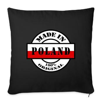 MADE IN POLAND Poland Polska Flag Gift - Sofa pillowcase 17,3'' x 17,3'' (45 x 45 cm) - black - Front
