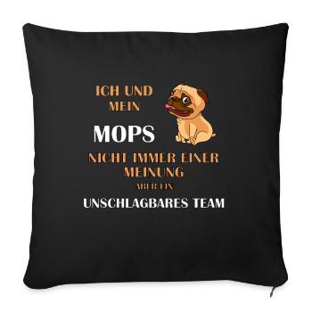 Mops - Sofakissenbezug 45 x 45 cm - Schwarz - Vorne
