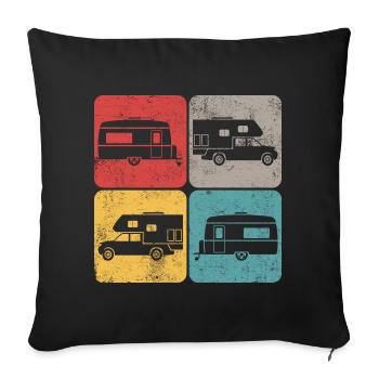 Motorhome Caravan Retro Vintage Gift - Sofa pillowcase 17,3'' x 17,3'' (45 x 45 cm) - black - Front