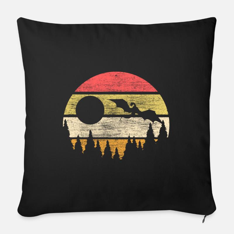 Dragon Monster jeu de rôle - Housse de coussin décorative 45 x 45 cm - noir