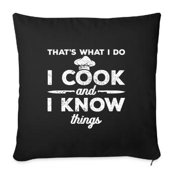 Je cuisine Et Je sais les choses - Housse de coussin décorative 45 x 45 cm - noir - Devant