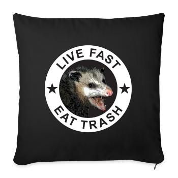 Live Fast Eat Trash Possum - Sofa pillowcase 17,3'' x 17,3'' (45 x 45 cm) - black - Front