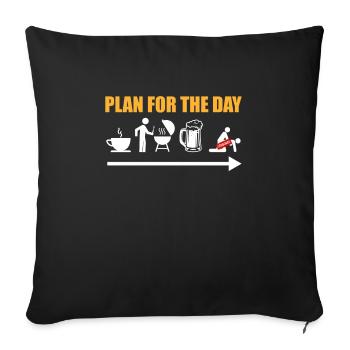 Plan for the day Coffee Grilling Beer Sleep - Sofa pillowcase 17,3'' x 17,3'' (45 x 45 cm) - black - Front