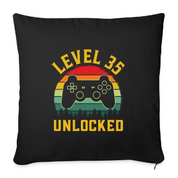 35th Birthday gamer t shirt level 35 complete - Sofa pillowcase 17,3'' x 17,3'' (45 x 45 cm) - black - Front