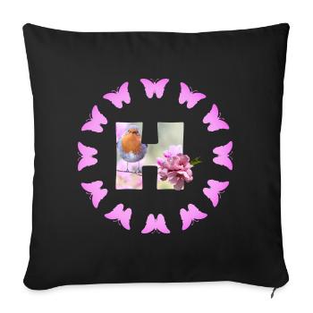 floraison de fruits h - Housse de coussin décorative 45 x 45 cm - noir - Devant