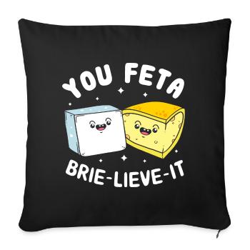 Cheese Feta Cheese - Sofa pillowcase 17,3'' x 17,3'' (45 x 45 cm) - black - Front