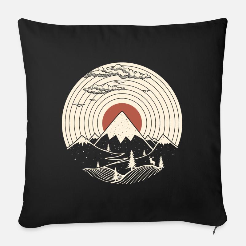 Vinyle Mountain Nature - Housse de coussin décorative 45 x 45 cm - noir