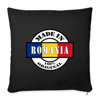 MADE IN Romania né en Roumanie Cadeau - Housse de coussin décorative 45 x 45 cm - noir - Devant