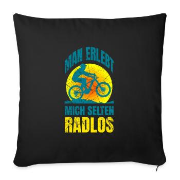 Fahrrad Spruch selten radlos Vintage Fahrradfahrer - Sofakissenbezug 45 x 45 cm - Schwarz - Vorne