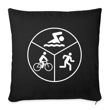 Triathlon Natation Cyclisme Course - Housse de coussin décorative 45 x 45 cm - noir - Devant