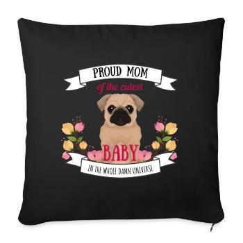 Maman de chien bébé cool proverbes chien mobylette mignon - Housse de coussin décorative 45 x 45 cm - noir - Devant
