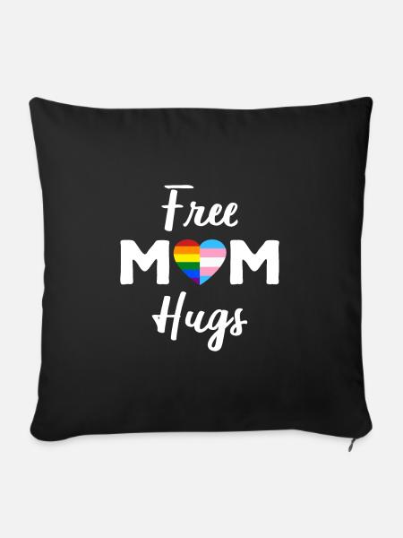 Kostenlose Mom Hugs II - Rainbow Gay Trans Pride - Sofakissenbezug 45 x 45 cm - Schwarz