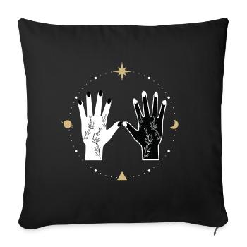 Universe Spiritual Tattoo Hands Moon Stars - Sofa pillowcase 17,3'' x 17,3'' (45 x 45 cm) - black - Front