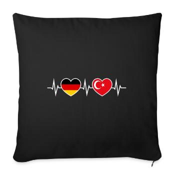 German-turc Allemagne Turquie Coeurs - Housse de coussin décorative 45 x 45 cm - noir - Devant