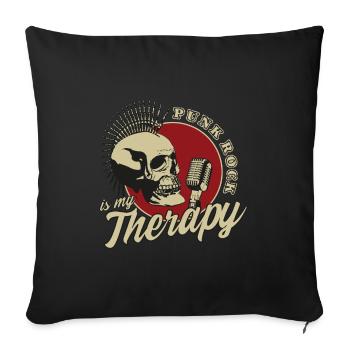 Punk Rock Is My Therapy Punk rock punk skull - Sofa pillowcase 17,3'' x 17,3'' (45 x 45 cm) - black - Front