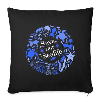 Ocean Pollution - Save Our Sealife - Sofa pillowcase 17,3'' x 17,3'' (45 x 45 cm) - black - Front