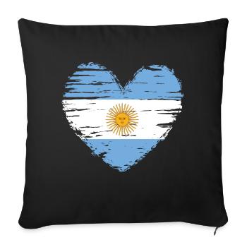 Argentina heart flag flag coat of arms - Sofa pillowcase 17,3'' x 17,3'' (45 x 45 cm) - black - Front