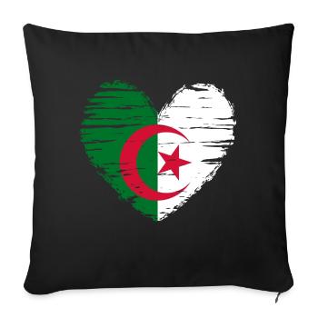 Algeria Heart Flag Flag Coat of Arms - Sofa pillowcase 17,3'' x 17,3'' (45 x 45 cm) - black - Front