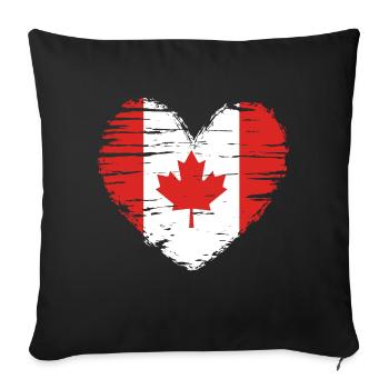 Canada coeur drapeau blason - Housse de coussin décorative 45 x 45 cm - noir - Devant