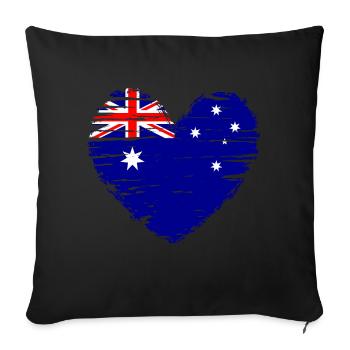 Australie coeur drapeau drapeau blason - Housse de coussin décorative 45 x 45 cm - noir - Devant