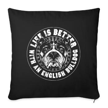 English Bulldog - Sofa pillowcase 17,3'' x 17,3'' (45 x 45 cm) - black - Front