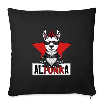 Alponka punk alpaga Lama Punk rock punk punk stern - Housse de coussin décorative 45 x 45 cm - noir - Devant
