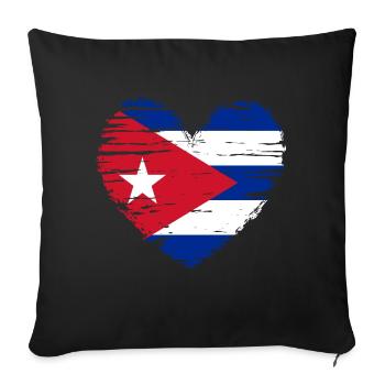 Cuba coeur drapeau blason - Housse de coussin décorative 45 x 45 cm - noir - Devant