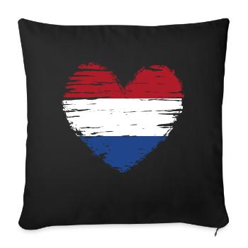 Netherlands Heart Flag Flag Coat of Arms - Sofa pillowcase 17,3'' x 17,3'' (45 x 45 cm) - black - Front