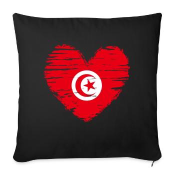 Tunisie coeur drapeau blason - Housse de coussin décorative 45 x 45 cm - noir - Devant