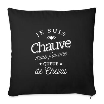 JE SUIS CHAUVE AVEC UNE QUEUE DE CHEVAL - Housse de coussin décorative 45 x 45 cm - noir - Devant
