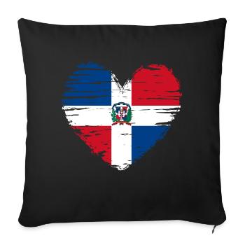Dominican Republic Heart Flag Flag Coat of Arms - Sofa pillowcase 17,3'' x 17,3'' (45 x 45 cm) - black - Front