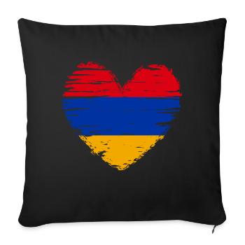 Arménie coeur drapeau drapeau blason - Housse de coussin décorative 45 x 45 cm - noir - Devant