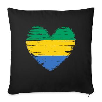 Gabon Heart Flag Flag Coat of Arms - Sofa pillowcase 17,3'' x 17,3'' (45 x 45 cm) - black - Front