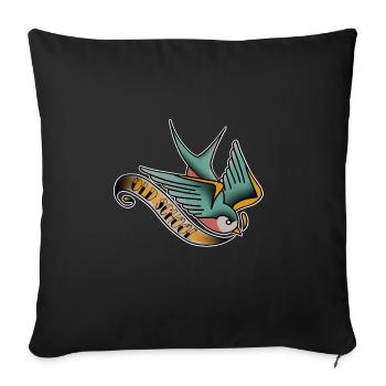 Old school swallow - Sofa pillowcase 17,3'' x 17,3'' (45 x 45 cm) - black - Front