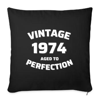 t shirt vintage 1974 humour anniversaire 1974 - Housse de coussin décorative 45 x 45 cm - noir - Devant
