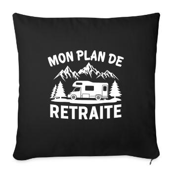 Mon plan de retraite camping car t-shirt campeur - Housse de coussin décorative 45 x 45 cm - noir - Devant
