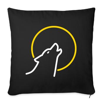 Wolf bei Vollmond - Sofakissenbezug 45 x 45 cm - Schwarz - Vorne