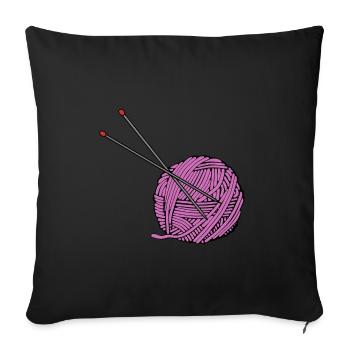 Pinkes Strickgarn - Sofakissenbezug 45 x 45 cm - Schwarz - Vorne