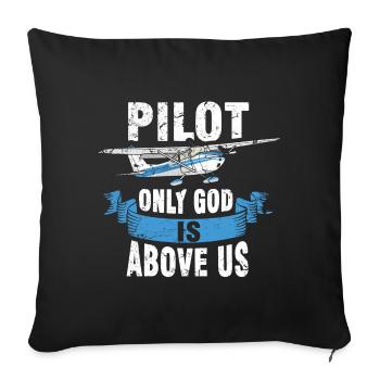 Avion pilote à proper-propeller - Housse de coussin décorative 45 x 45 cm - noir - Devant