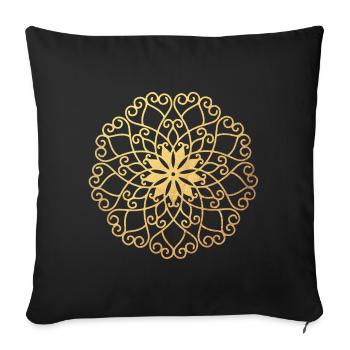 Or Méditation Yoga Mandala Sun Yoga Chemise Inde - Housse de coussin décorative 45 x 45 cm - noir - Devant