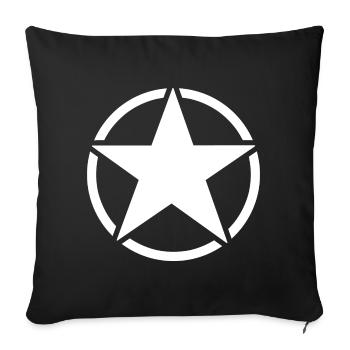 White star five branches in a white circle. - Sofa pillowcase 17,3'' x 17,3'' (45 x 45 cm) - black - Front