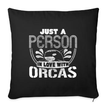 Orques animaux cadeau - Housse de coussin décorative 45 x 45 cm - noir - Devant