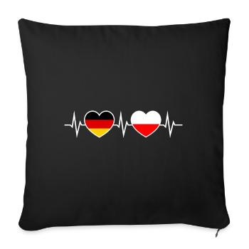 German-Pole Germany Poland Heart Heartbeat - Sofa pillowcase 17,3'' x 17,3'' (45 x 45 cm) - black - Front