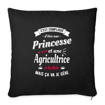 PRINCESSE ET AGRICULTRICE - Housse de coussin décorative 45 x 45 cm - noir - Devant
