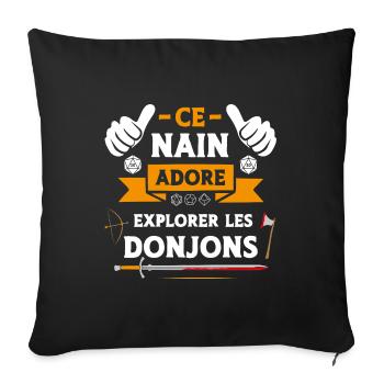 Ce nain adore explorer les donjons - Housse de coussin décorative 45 x 45 cm - noir - Devant
