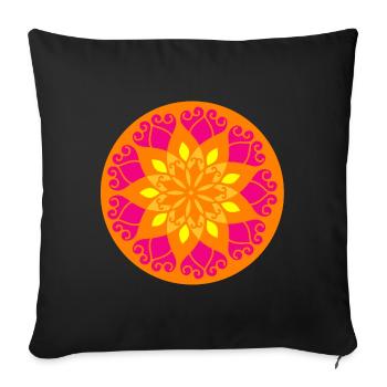 Yoga Mandala méditation cercle Inde coloré om - Housse de coussin décorative 45 x 45 cm - noir - Devant